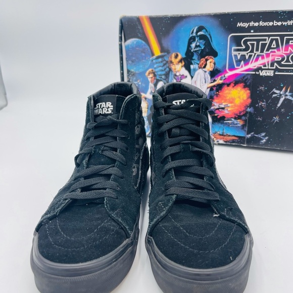 VANS LIMITED EDITION BLACK ON BLACK Sk8-HI STAR WARS DARKSIDE HIGH TOP SNEAKERS - Picture 4 of 12